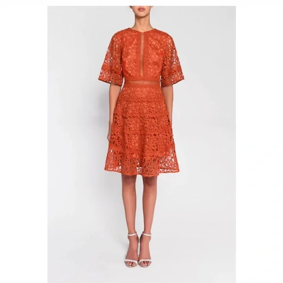 knee length dresses for ladies True Decadence White Mini Lace Dress main image 0